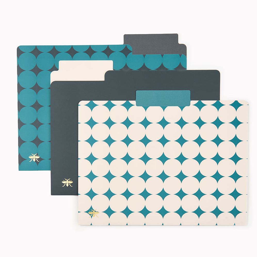 Teal Diamond Paper Wasp File Folders S/6