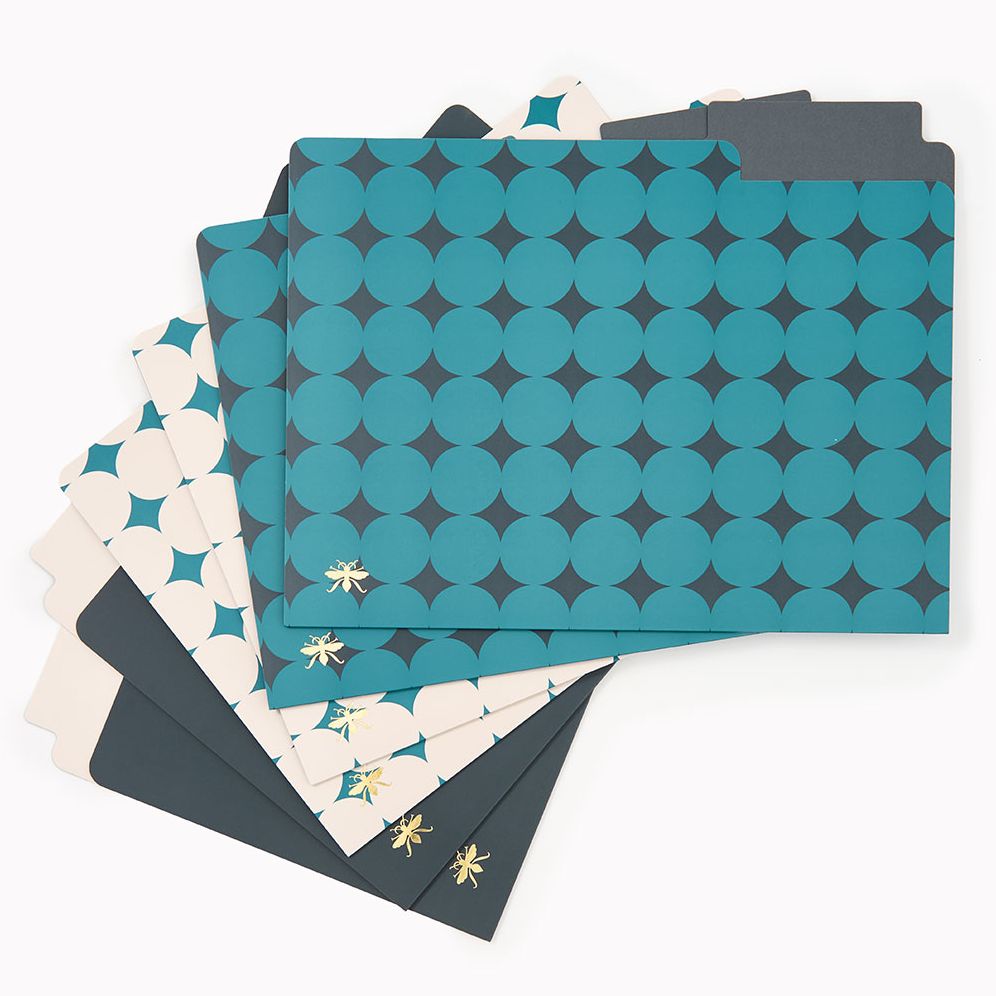 Teal Diamond Paper Wasp File Folders S/6