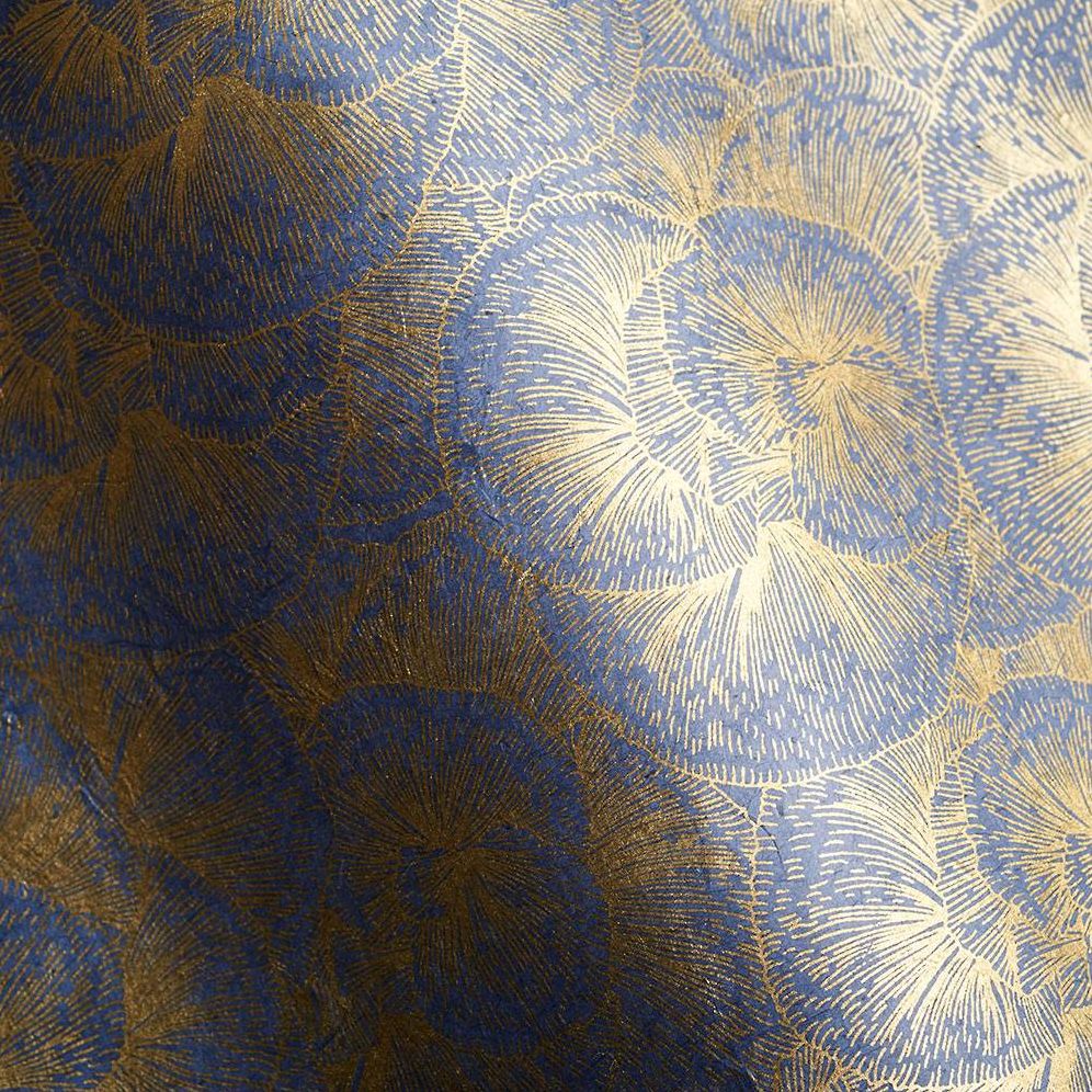 Gold Stripe Floral on Slate Handmade Paper