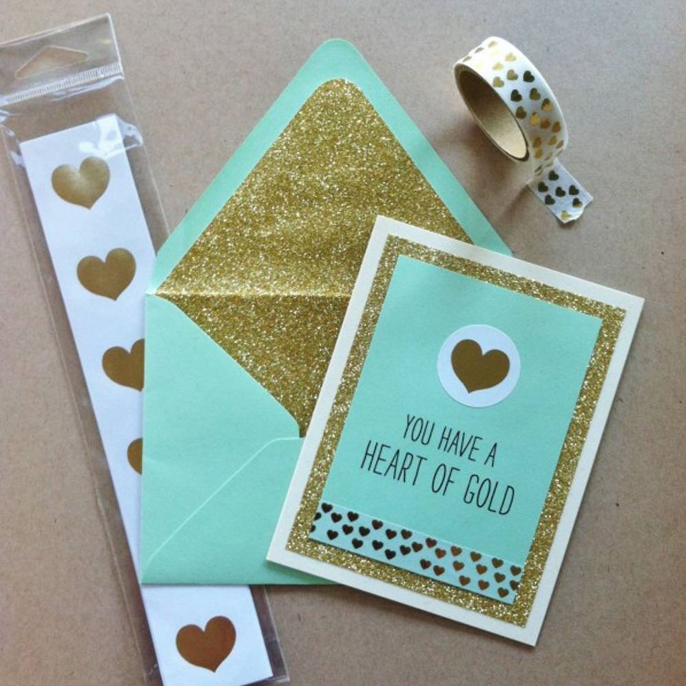 Gold Foil Heart Circle Stickers