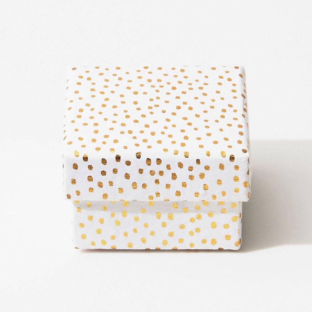 Gold Flurry Dots On White Mini Gift Box