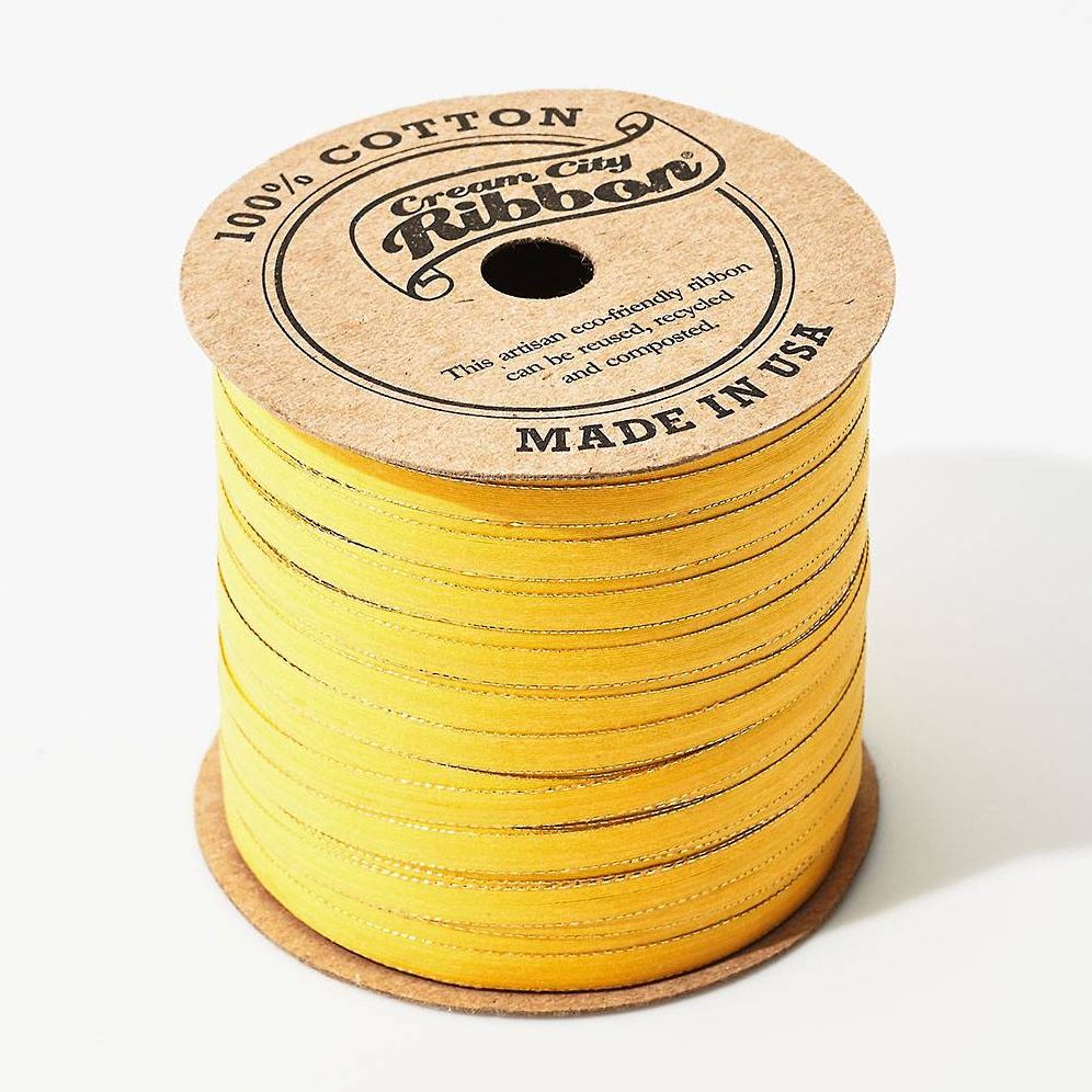 Skinny Cotton Ribbon Yellow/Gold 50yd | Paper Source