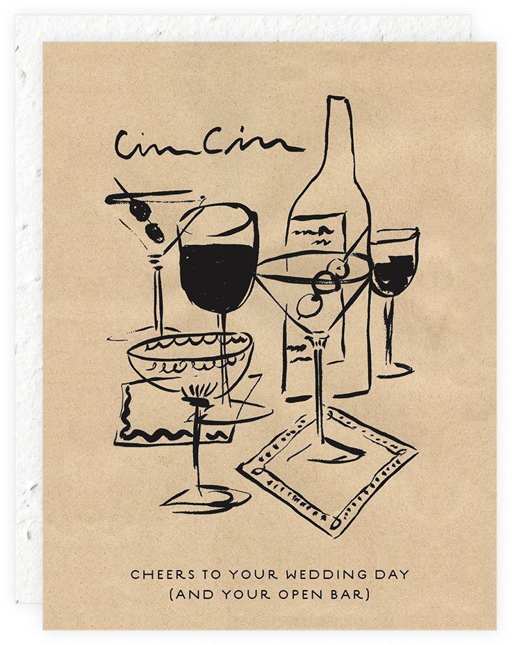 Cheers To Your Wedding Day & Open Bar Wedding Card