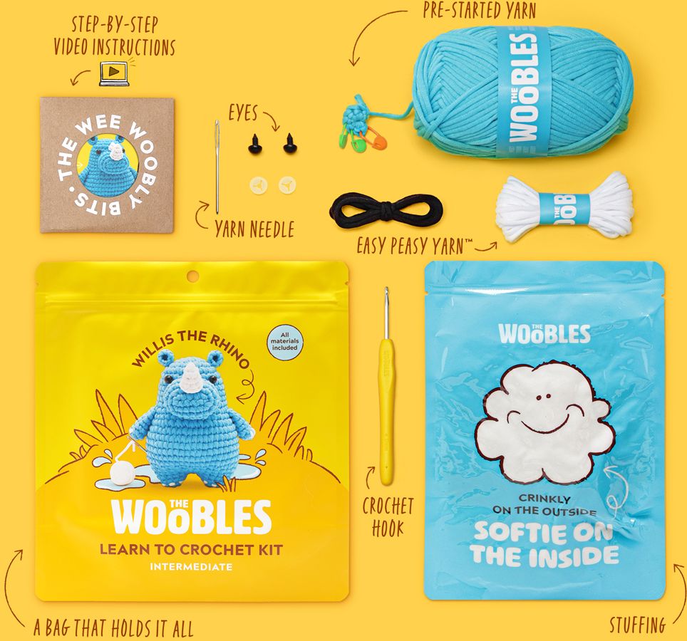 Willis the Rhino Learn to Crochet Kit