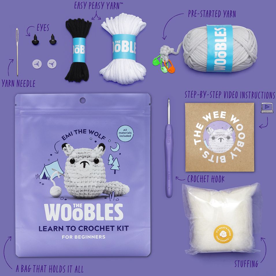 Emi the Wolf Learn to Crochet Kit