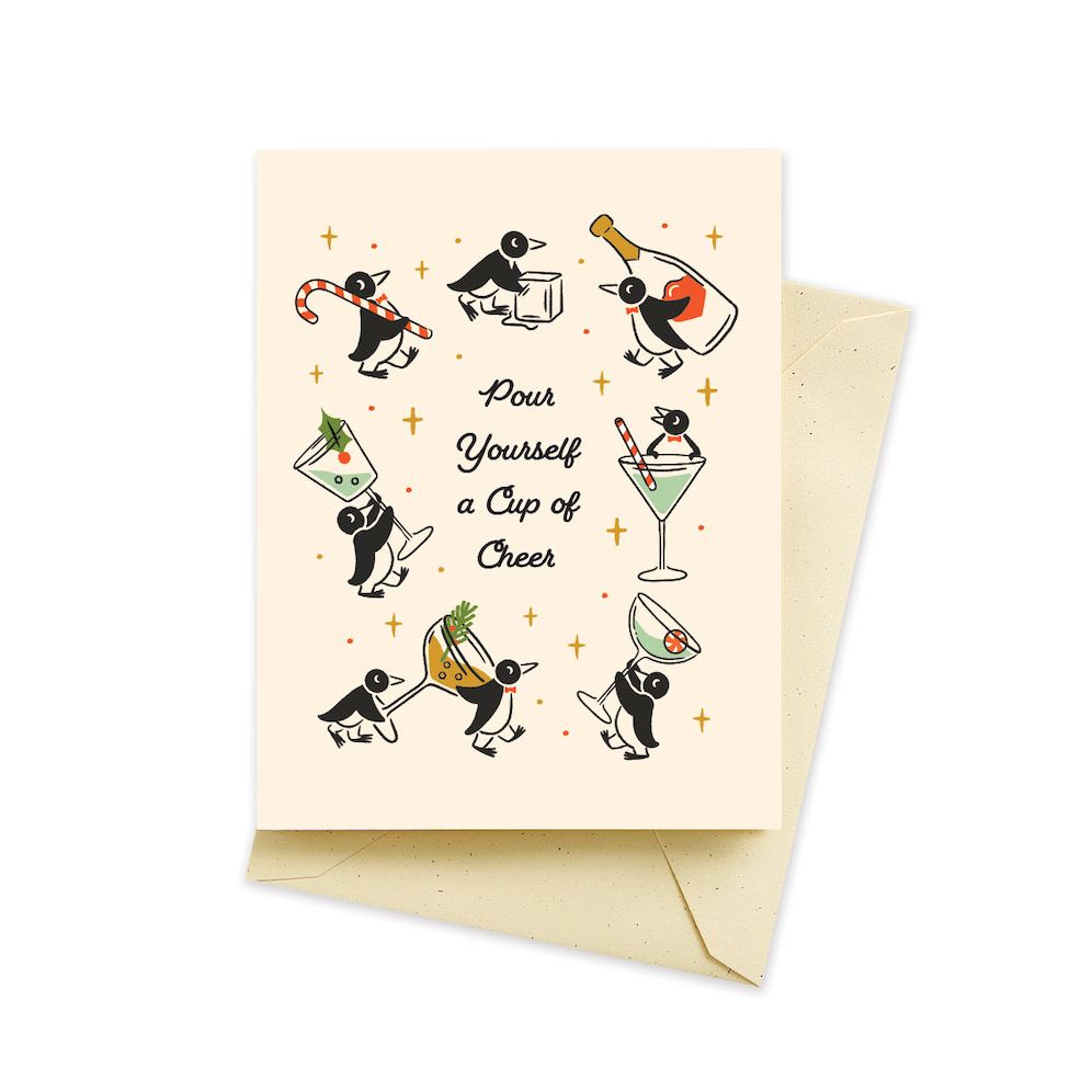 Penguin Cocktails Christmas Card