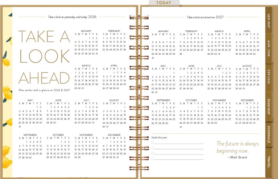 2026-2027 Seedlings Lemons 17 Month Hardcover Weekly/Monthly Planner