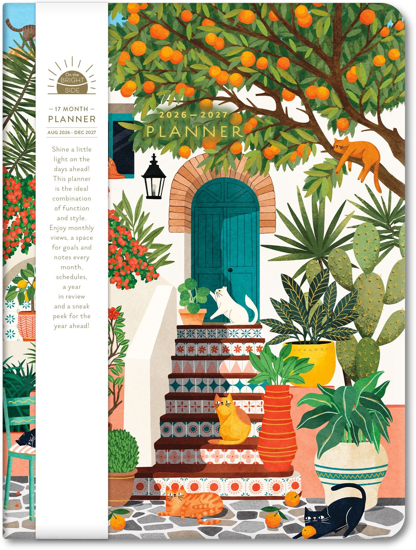 2026-2027 On the Bright Side Mediterranean Cats 17 Month Softcover Monthly Planner