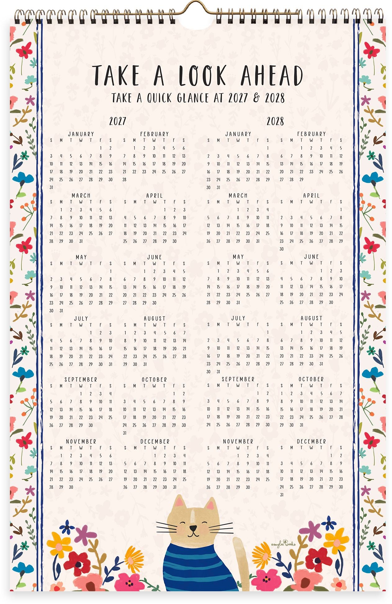 2027 On the Bright Side Cat Person Grid Wall Calendar