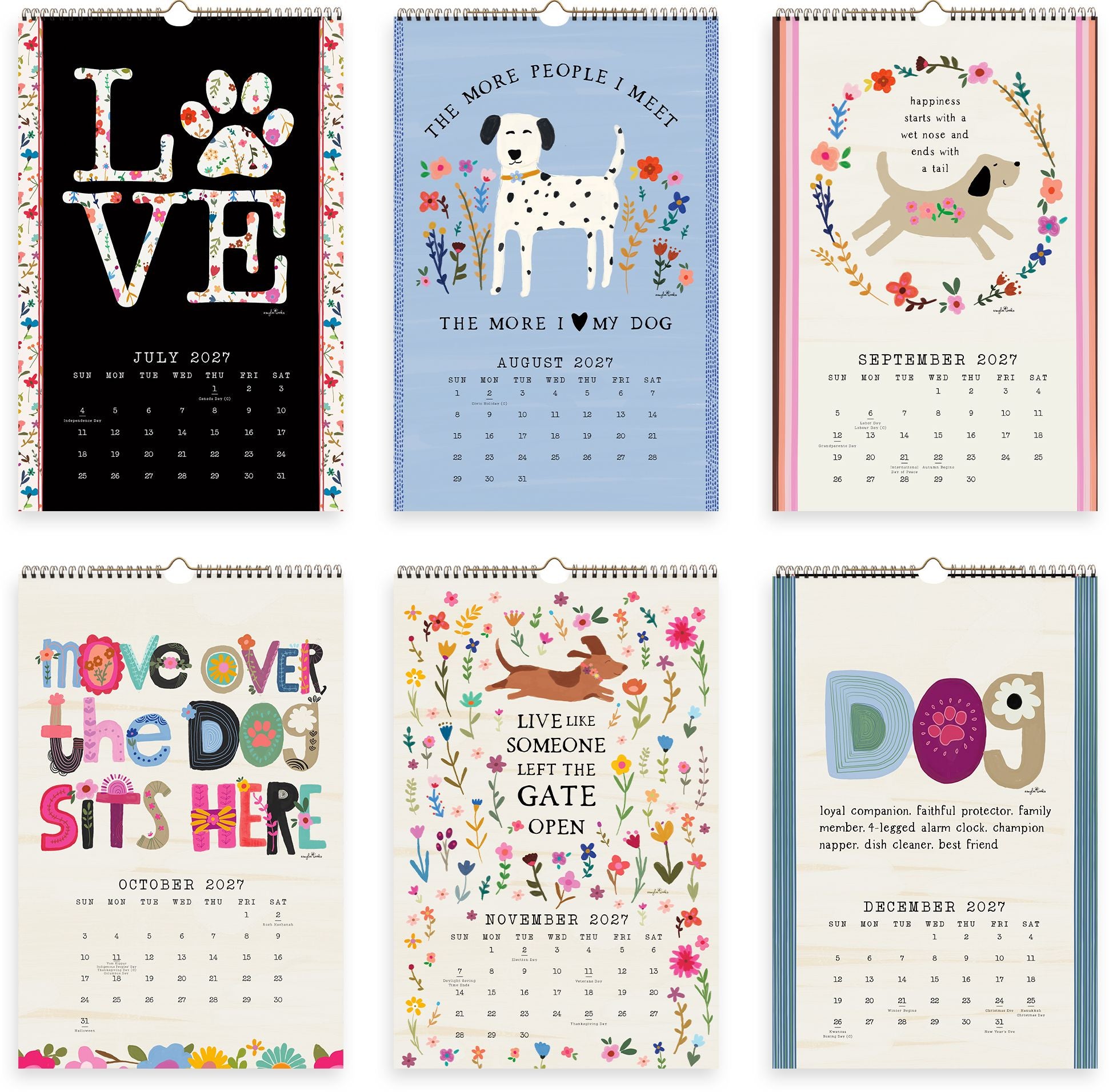 2027 On the Bright Side Chase Your Dreams Grid Wall Calendar