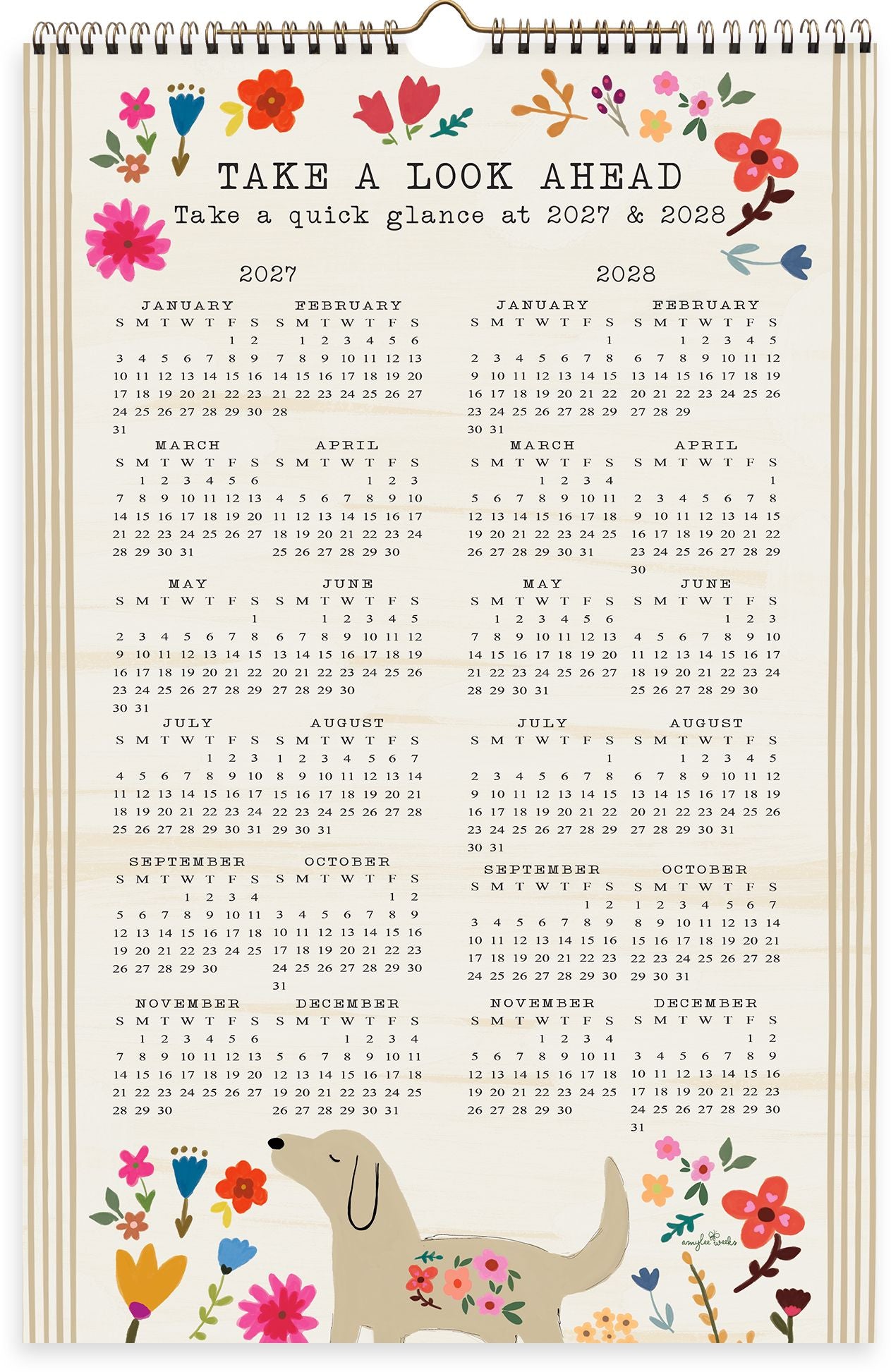 2027 On the Bright Side Chase Your Dreams Grid Wall Calendar