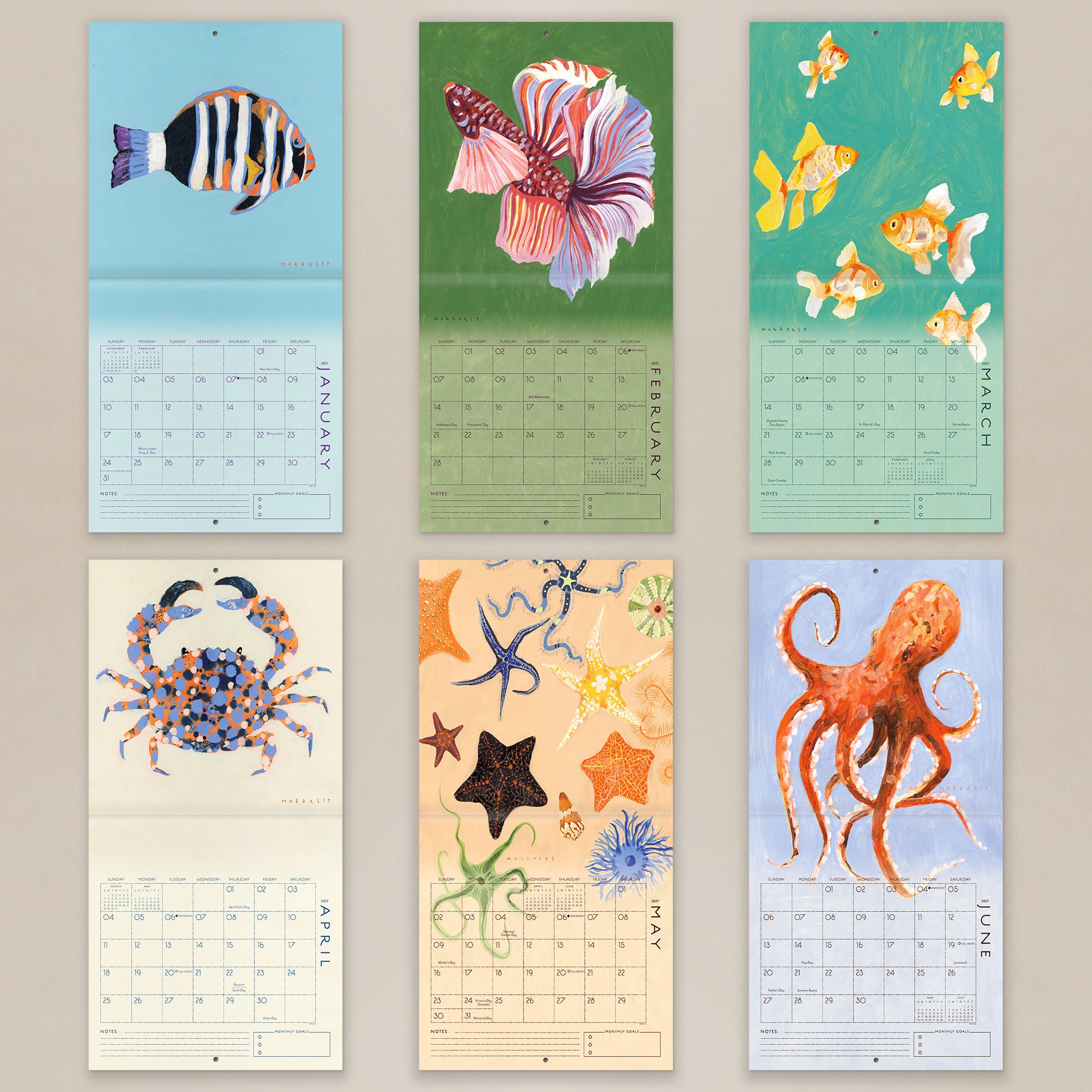 2027 Seedlings Keep Swimming Wall Calendar