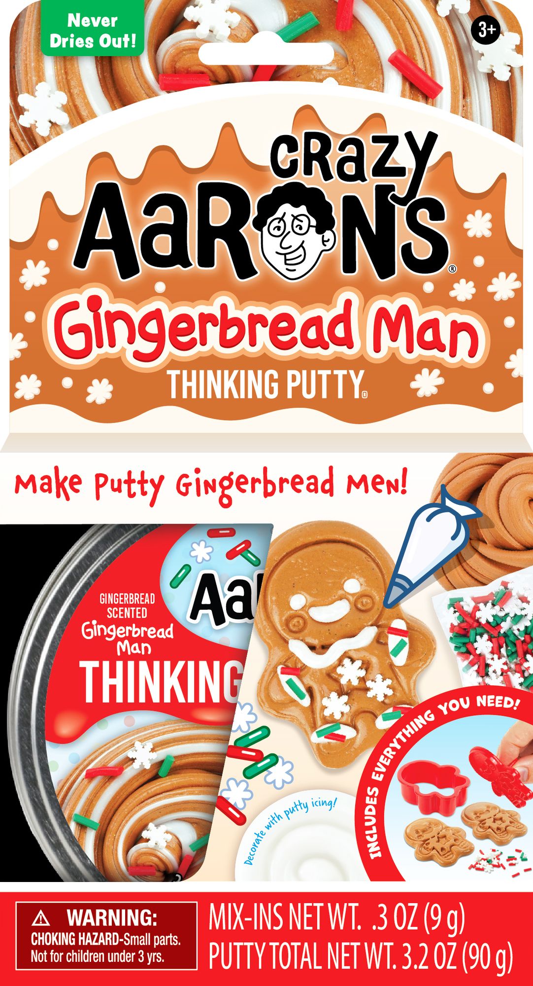 Gingerbread Man ¿ Mix Your Own 4" Thinking Putty Tin