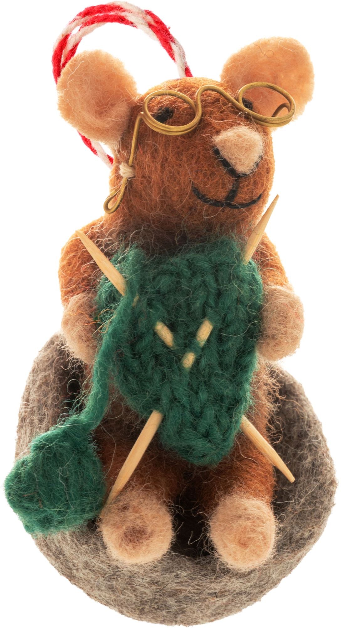 Felt Ornament Knitting Mouse Ornament