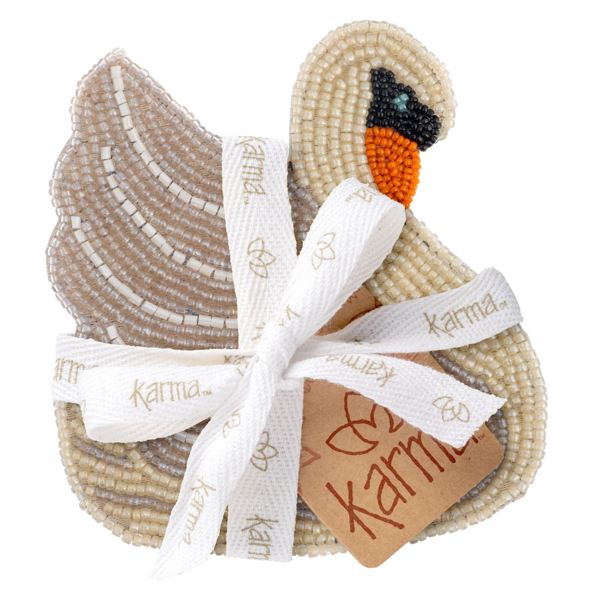 Swan Beaded Coaster Set of 4