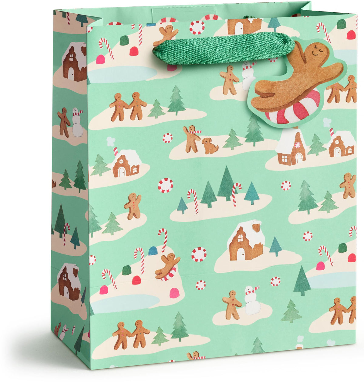 Mint Gingerbread Village Medium Gift Bag
