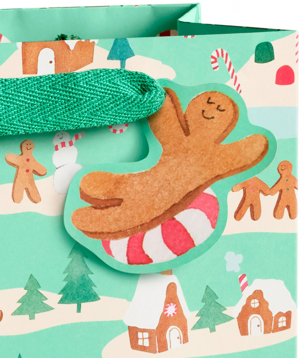 Mint Gingerbread Village Medium Gift Bag