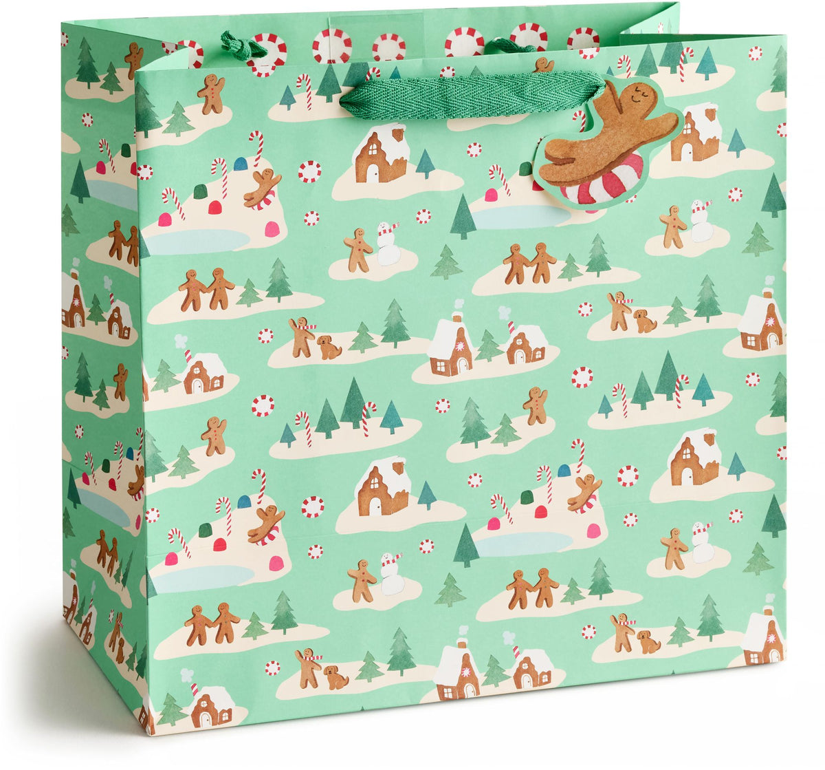 Mint Gingerbread Village Large Gift Bag