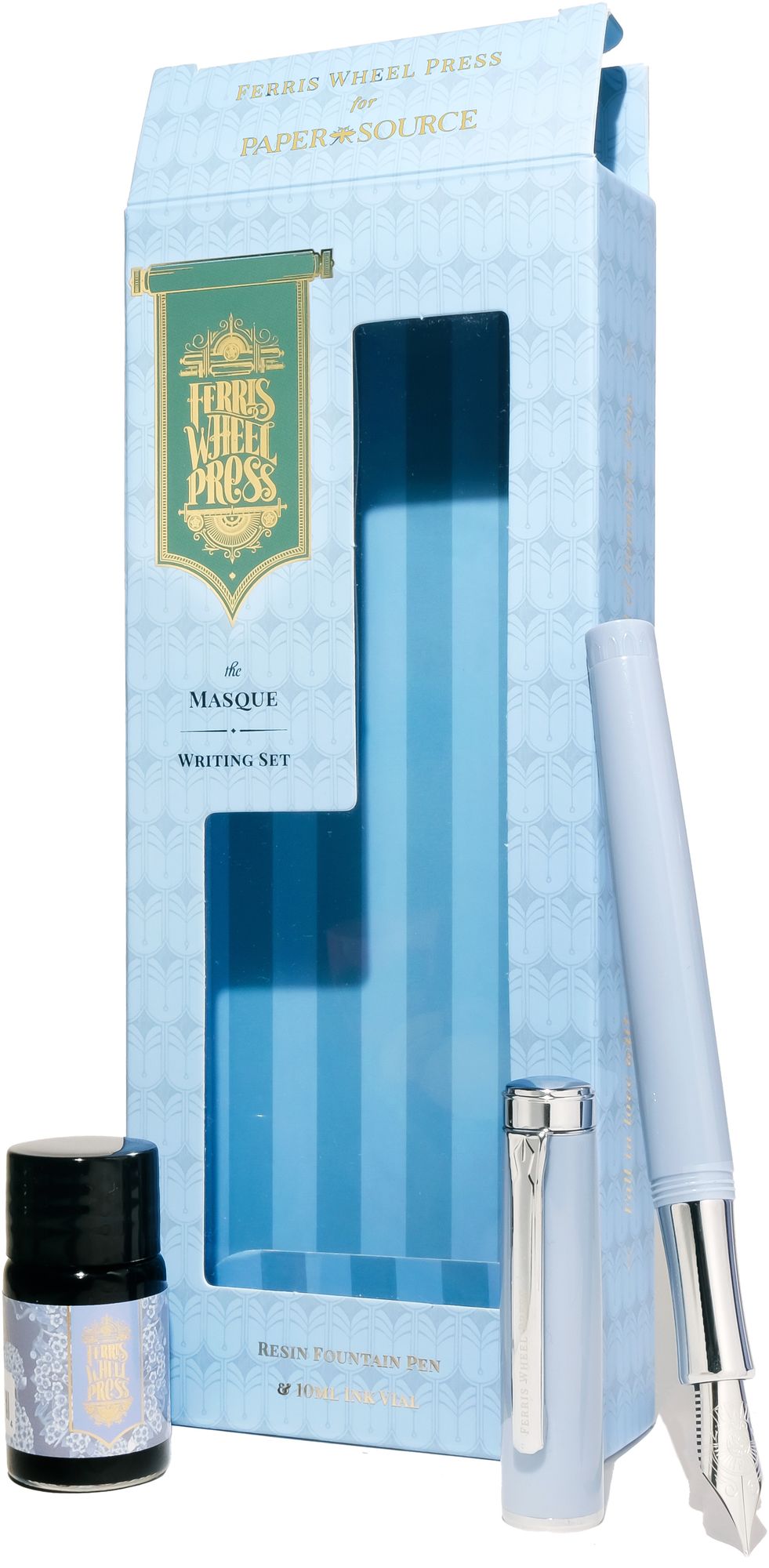 Light Blue Fountain Pen & Ink Set