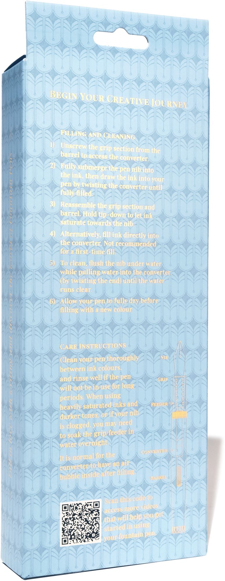 Light Blue Fountain Pen & Ink Set
