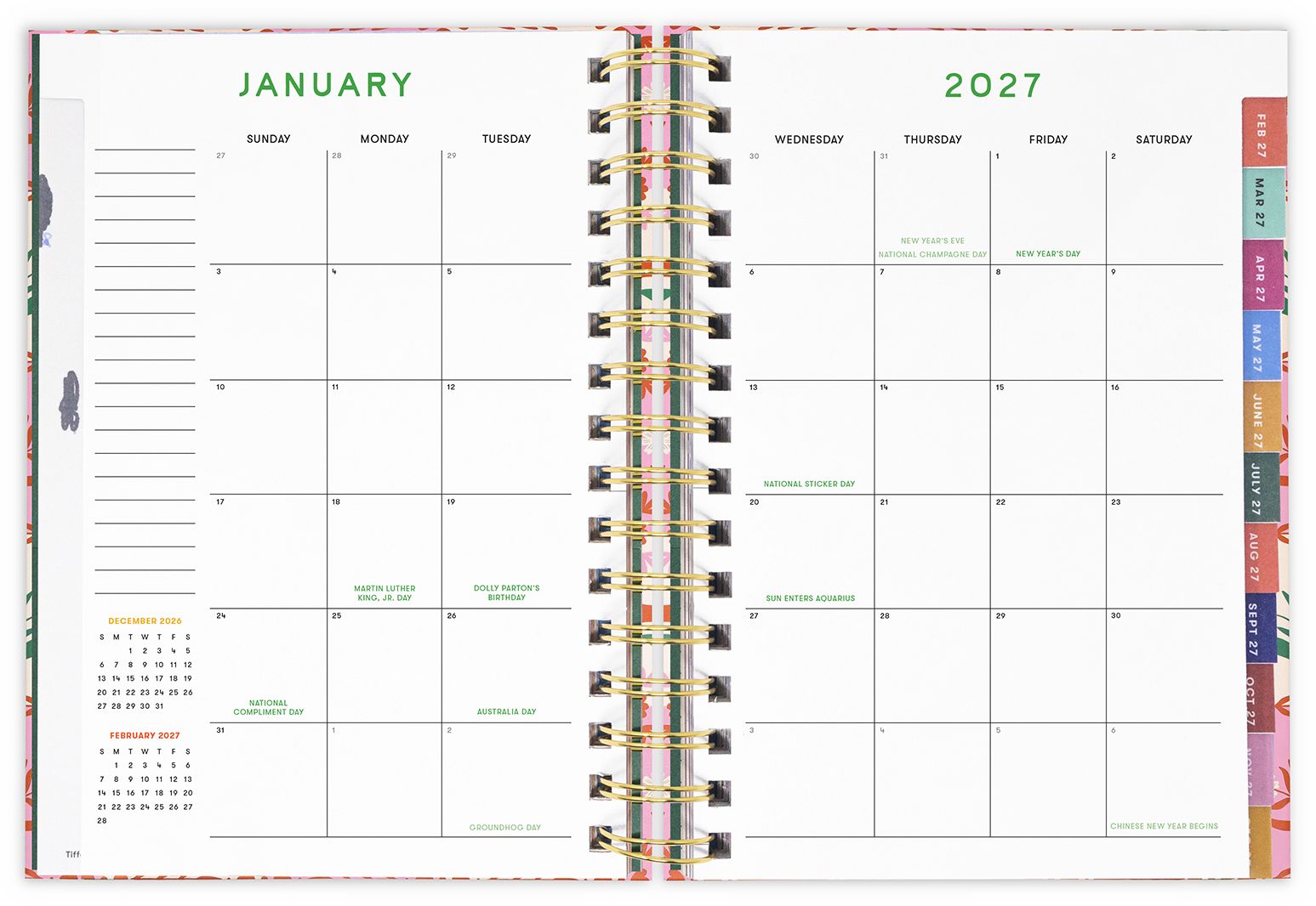 2026-2027 Bando 17 Month Medium Planner, Pink Tile Floral