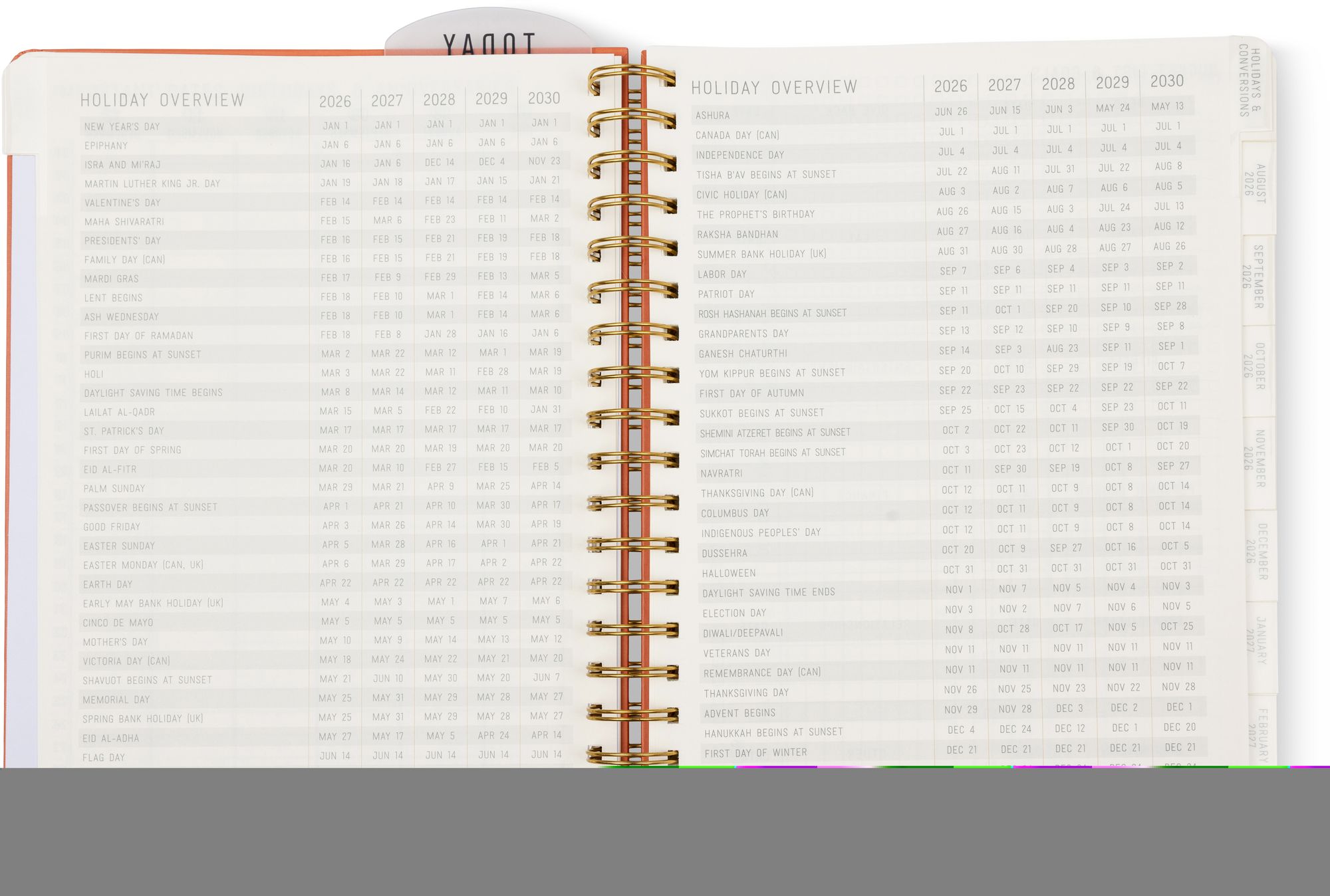 2026-2027 Tangerine Standard Issue Weekly Desk Planner