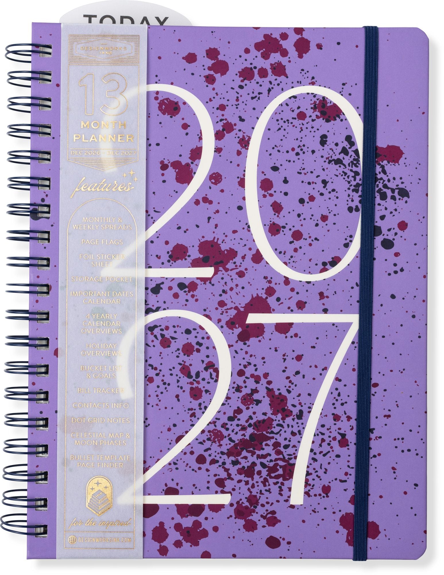 2027 Purple Paint Splatter Weekly Desk Planner