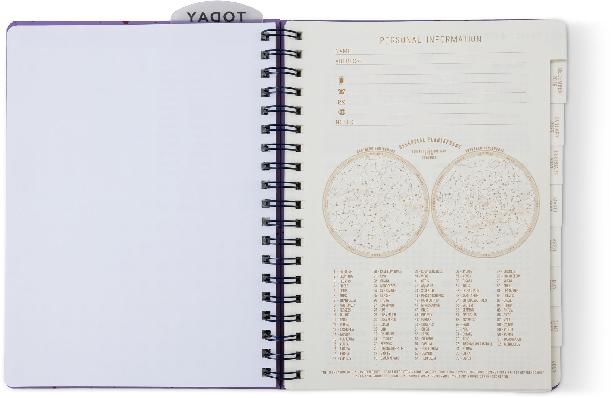 2027 Purple Paint Splatter Weekly Desk Planner