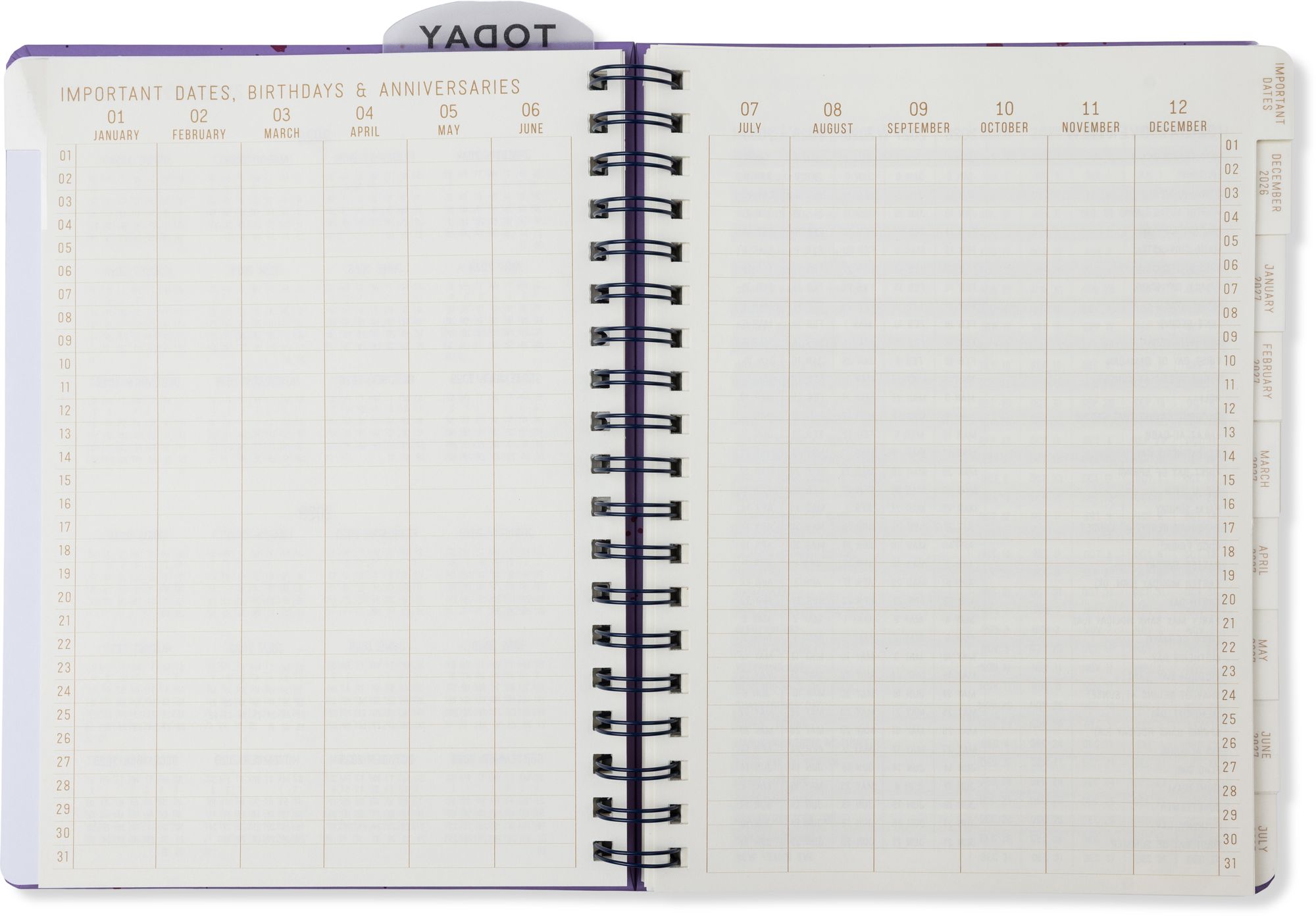 2027 Purple Paint Splatter Weekly Desk Planner