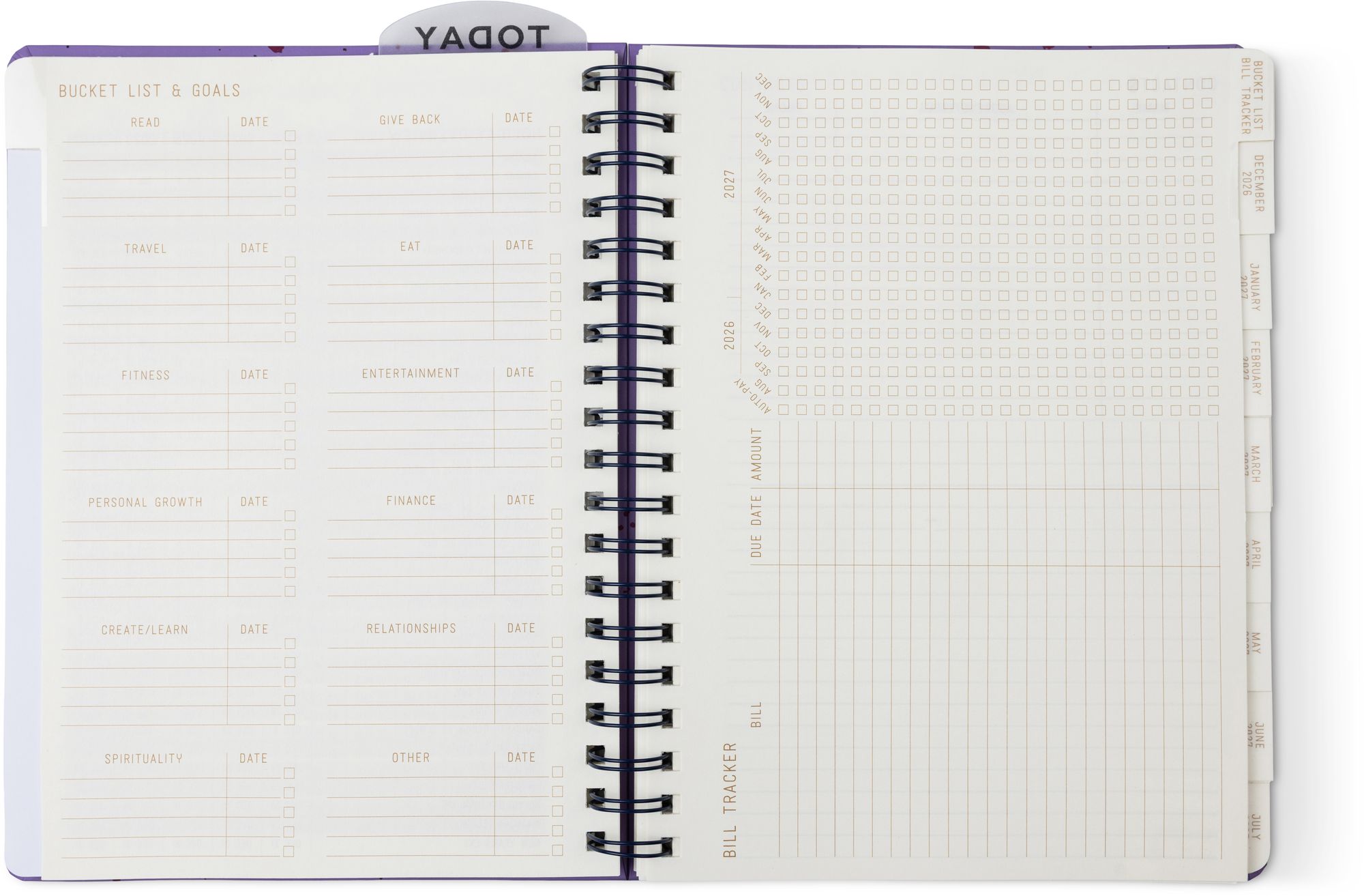2027 Purple Paint Splatter Weekly Desk Planner