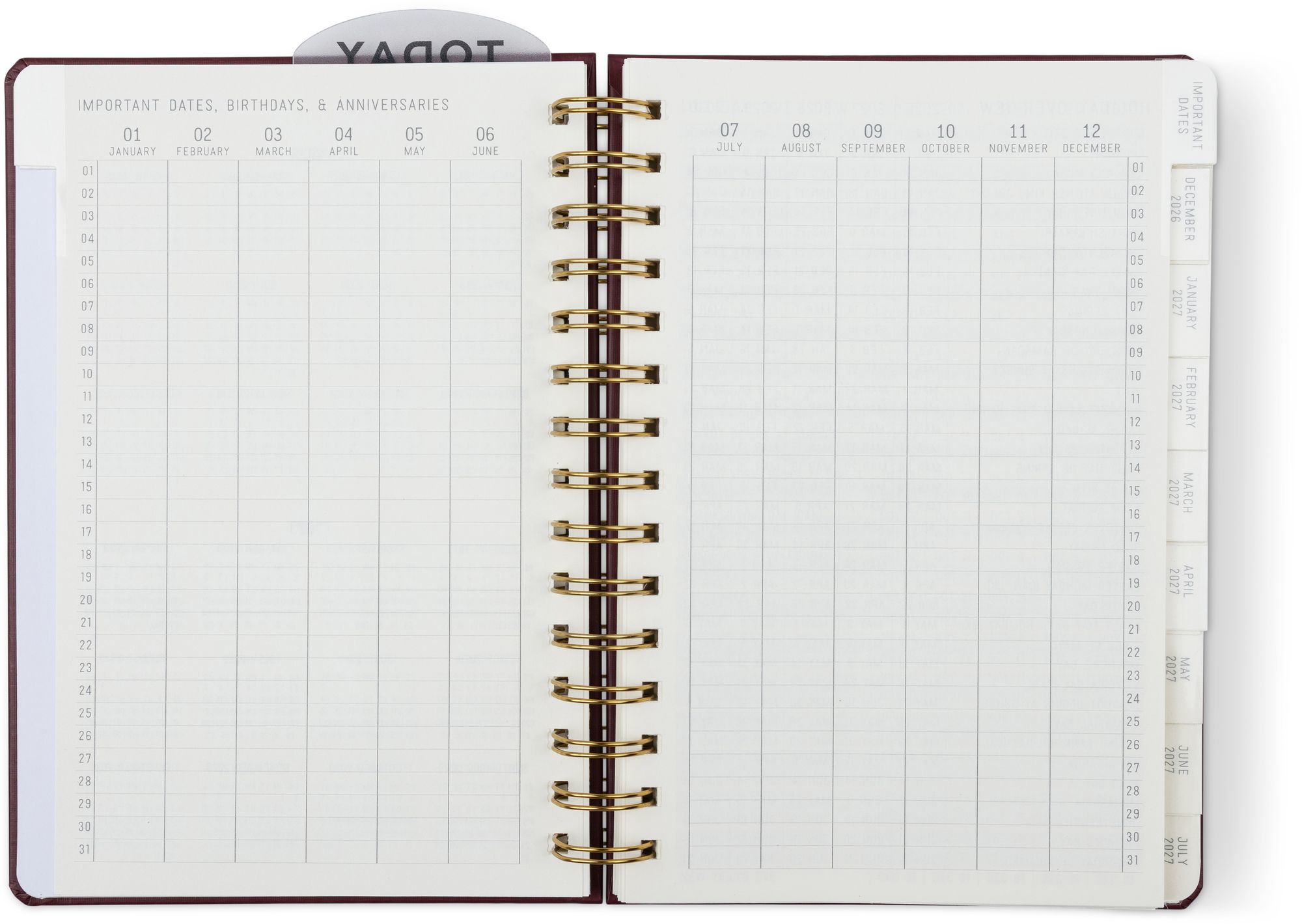 2027 Standard Issue Maroon Weekly Desk Planner