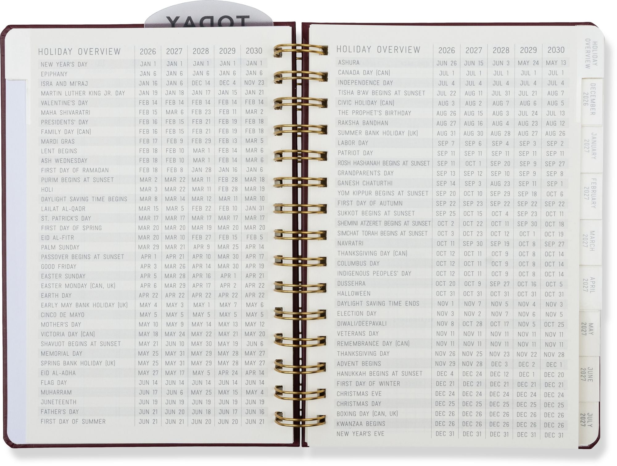 2027 Standard Issue Maroon Weekly Desk Planner