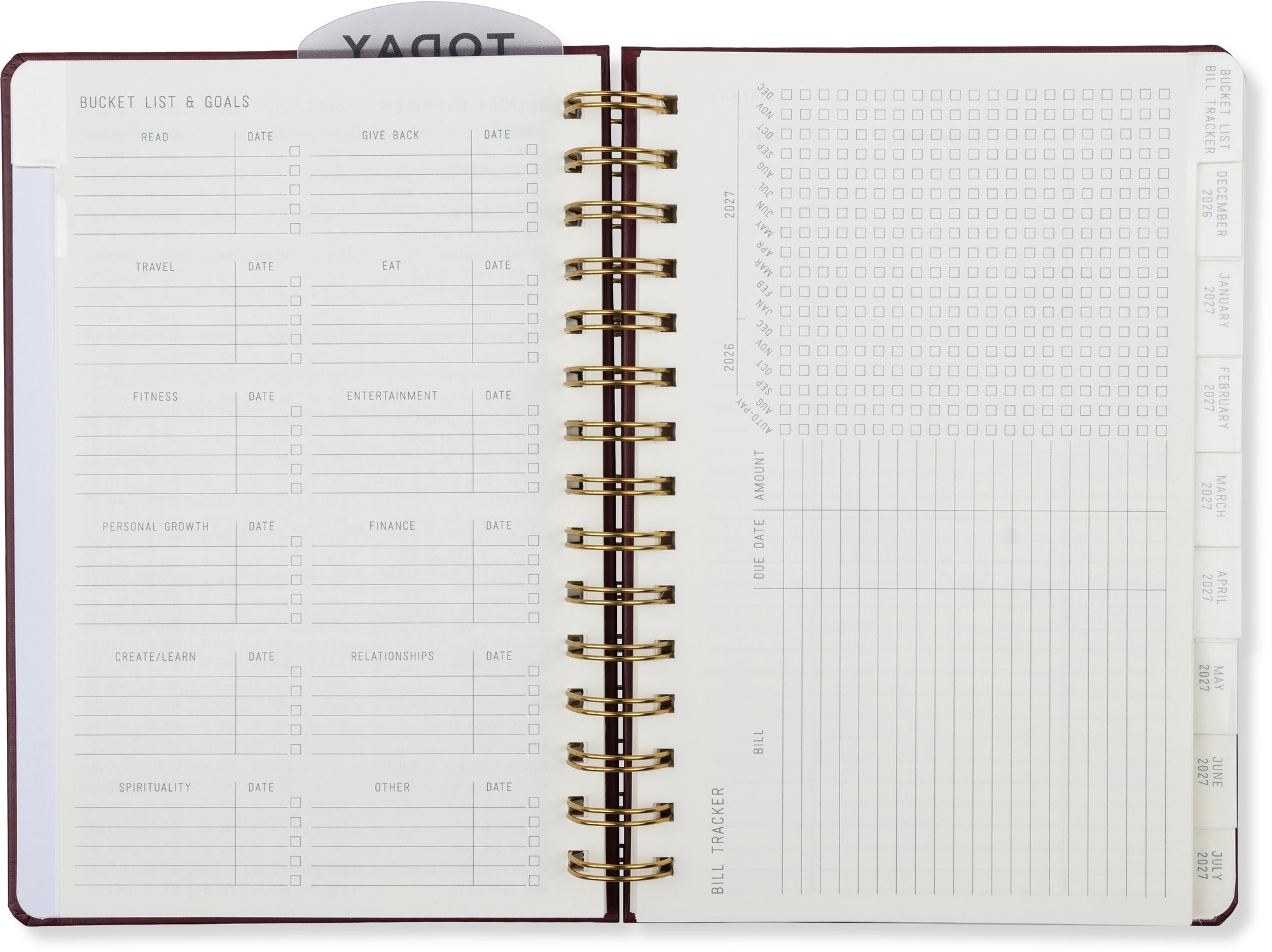 2027 Standard Issue Maroon Weekly Desk Planner