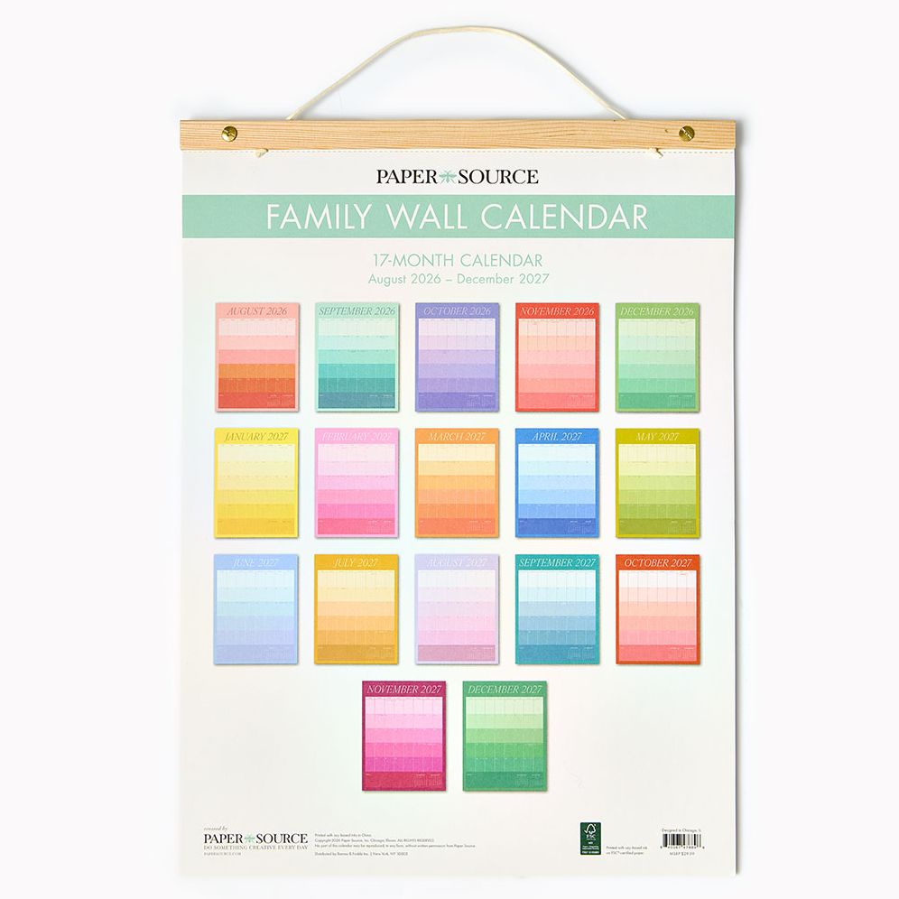 2026-2027 Paper Source Family Wall Calendar