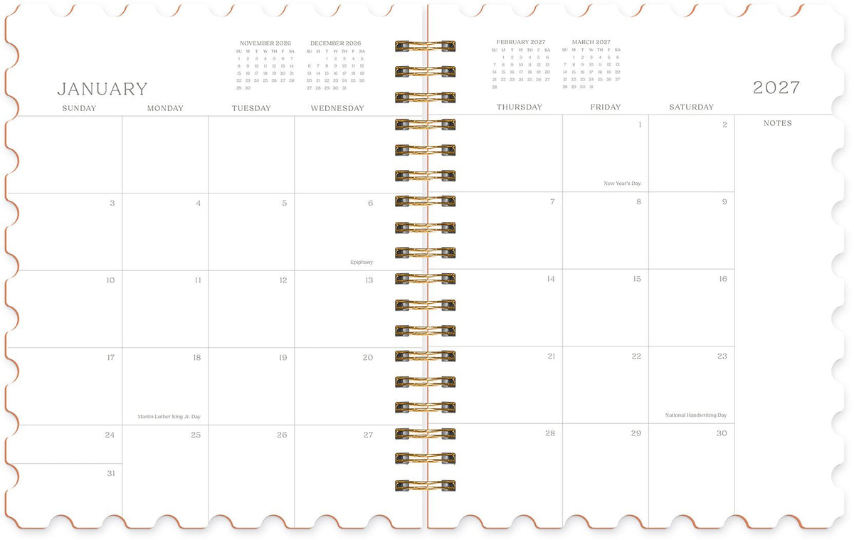 2027 Paper Source Orchid Stamps Die-Cut 12M Planner
