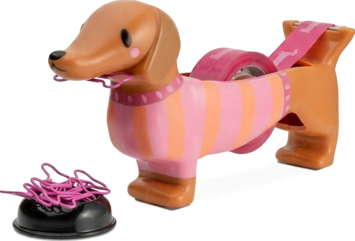 NPW Wiener Dog Tape Dispenser and Paper Clips