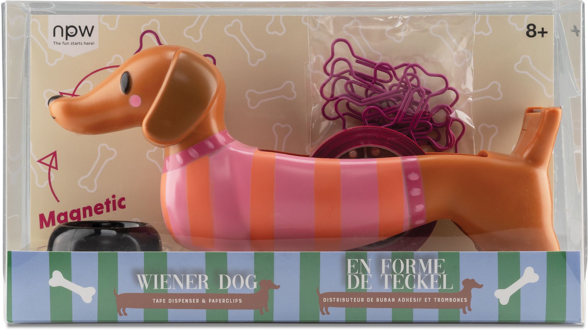 NPW Wiener Dog Tape Dispenser and Paper Clips