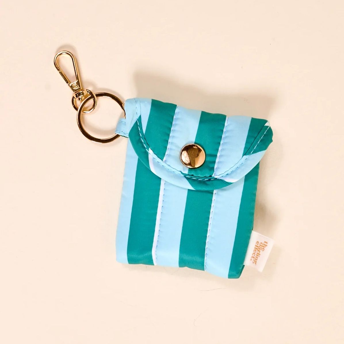 Puffy Earbud Case Teal Sicily Stripe