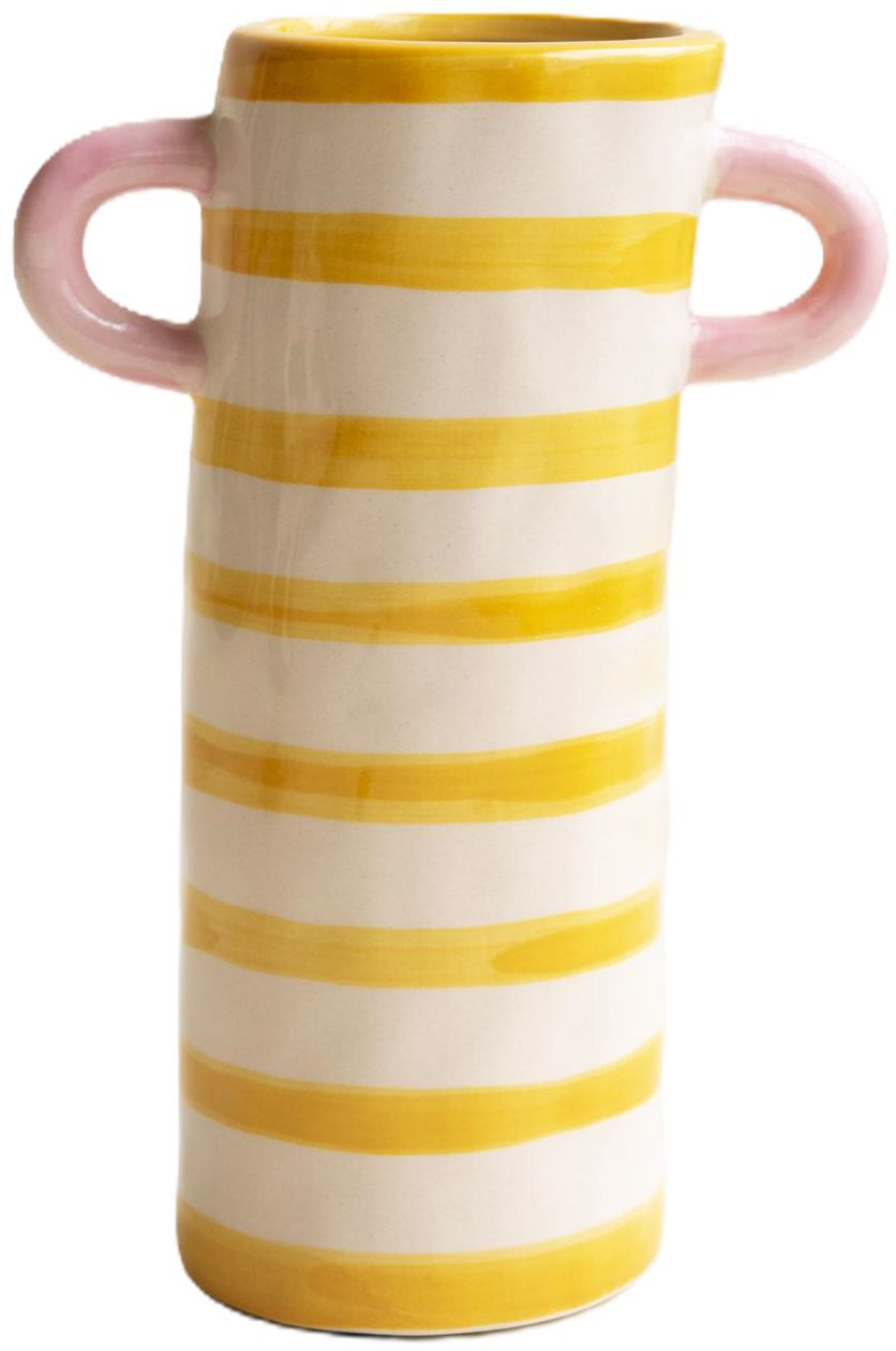 Yellow Stripe Ceramic Vase