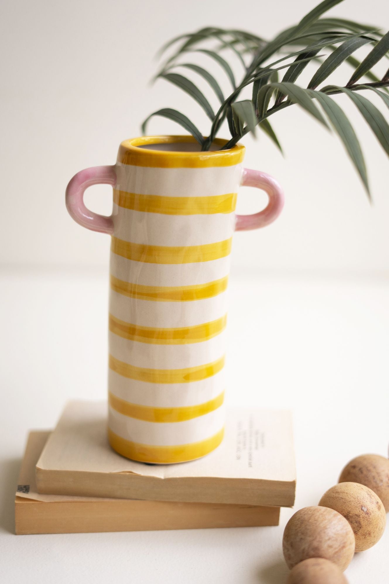 Yellow Stripe Ceramic Vase