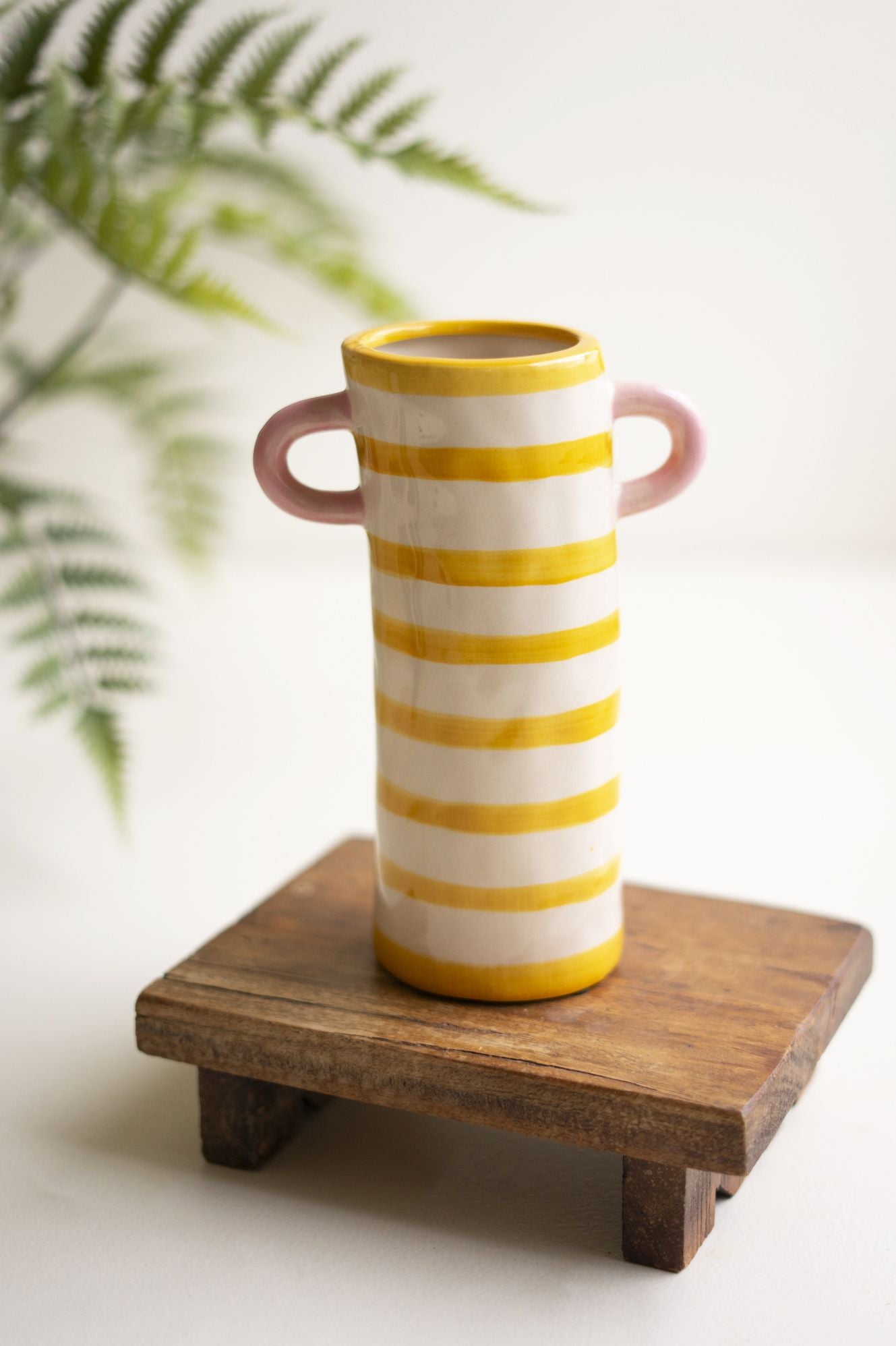 Yellow Stripe Ceramic Vase