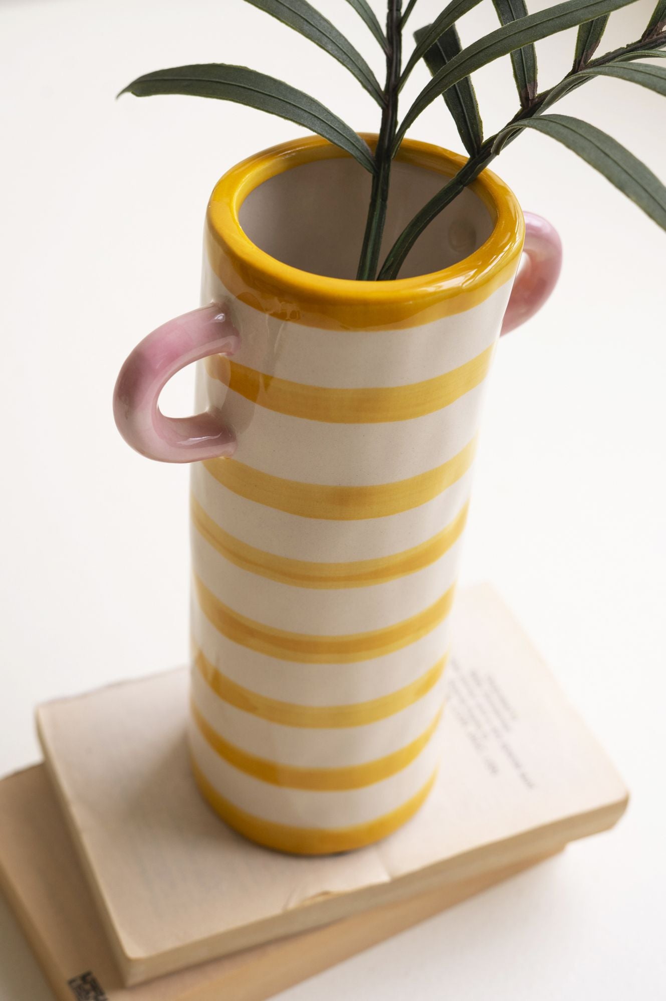Yellow Stripe Ceramic Vase