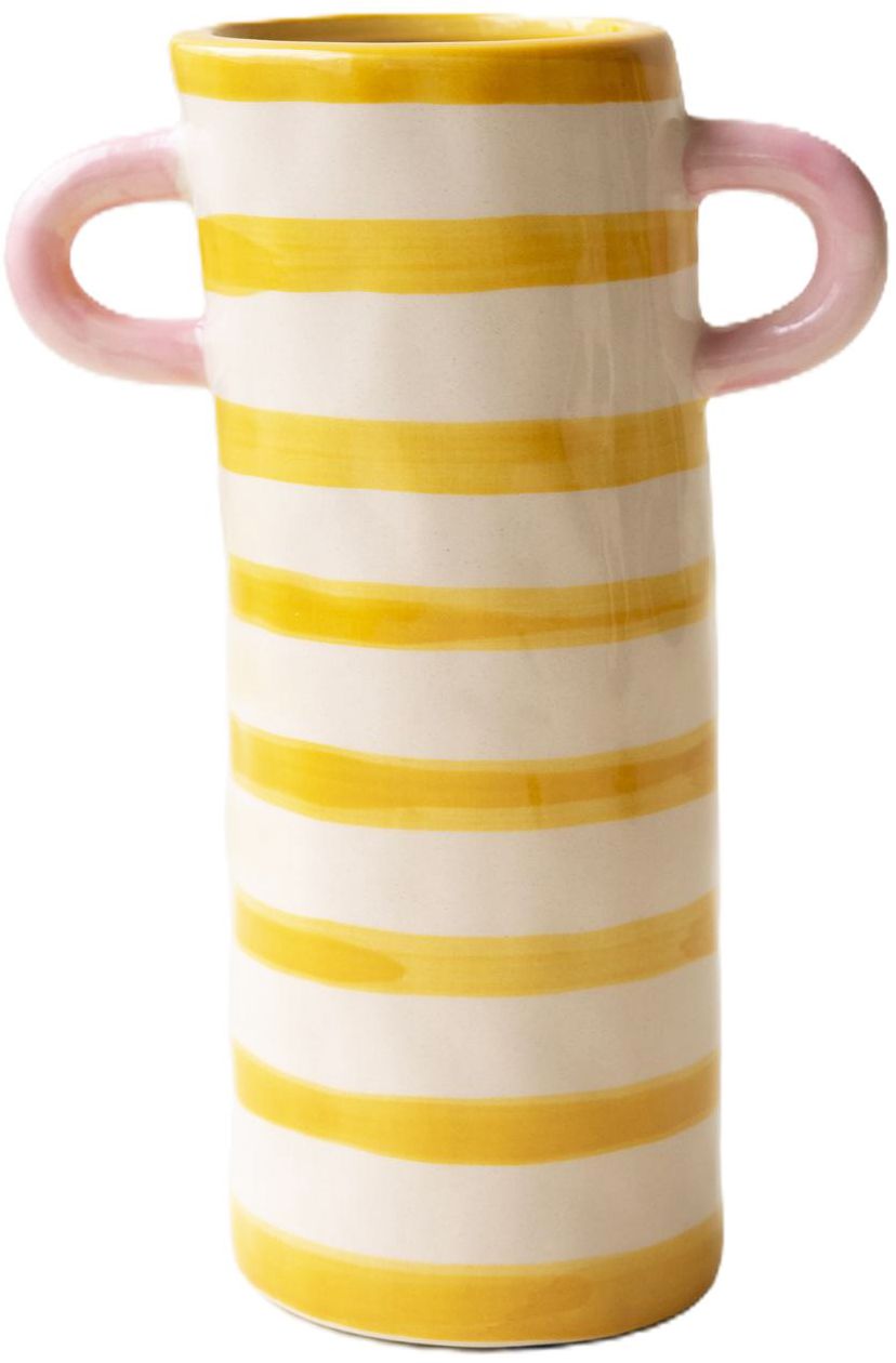 Yellow Stripe Ceramic Vase