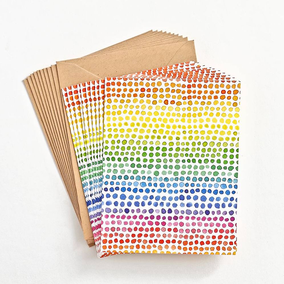 Rainbow Watercolor Dots Stationery Set