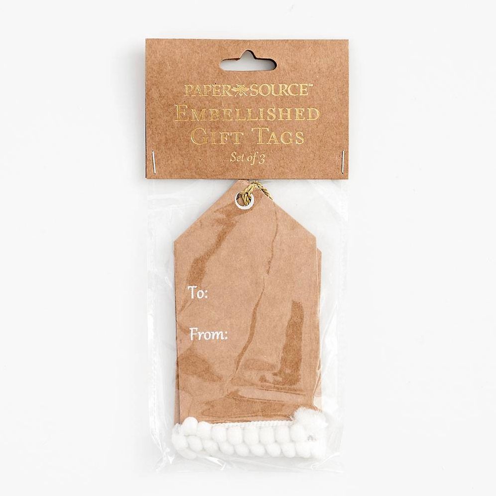White Pom Pom Gift Tags