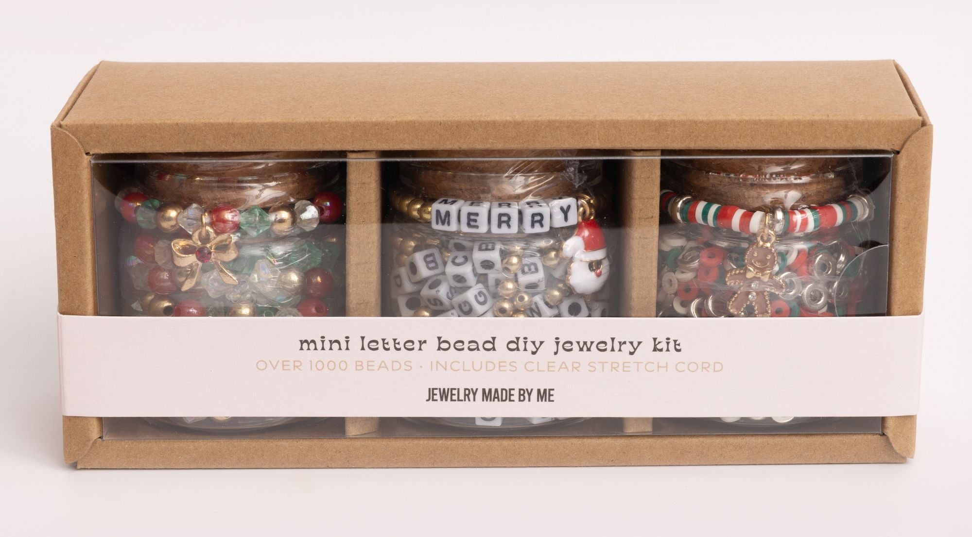 Holiday Jar Trio Mini Block Letter DIY Bead Kit Gift Set