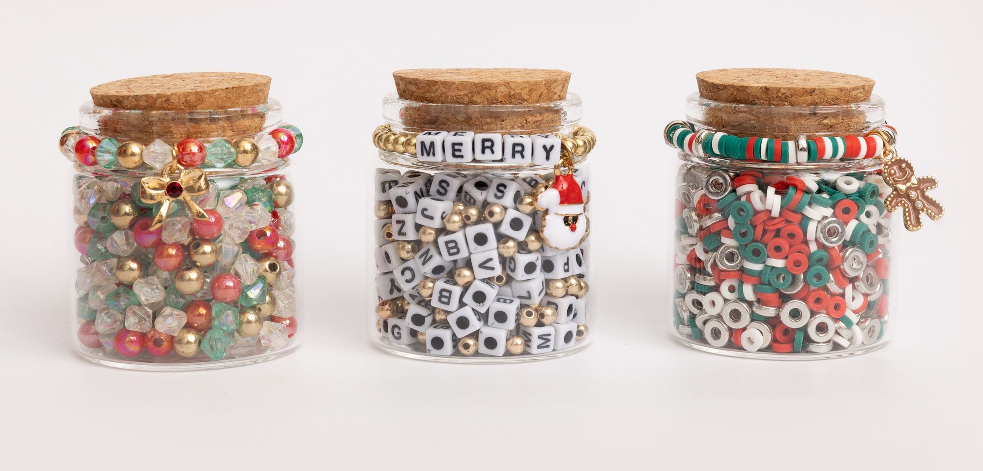 Holiday Jar Trio Mini Block Letter DIY Bead Kit Gift Set