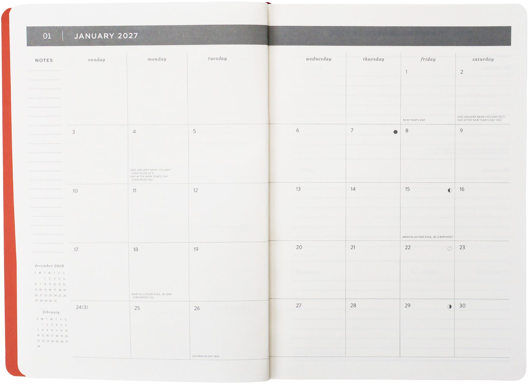 2027 Colorblock Weekly Desk Planner