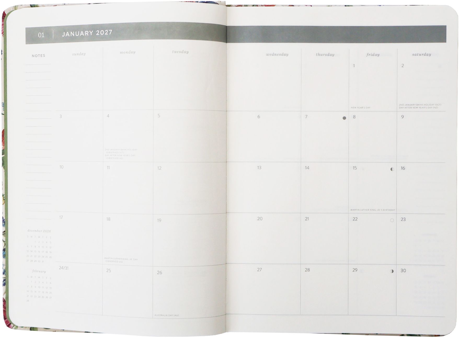 2027 Ivory Garden Monthly Desk Planner