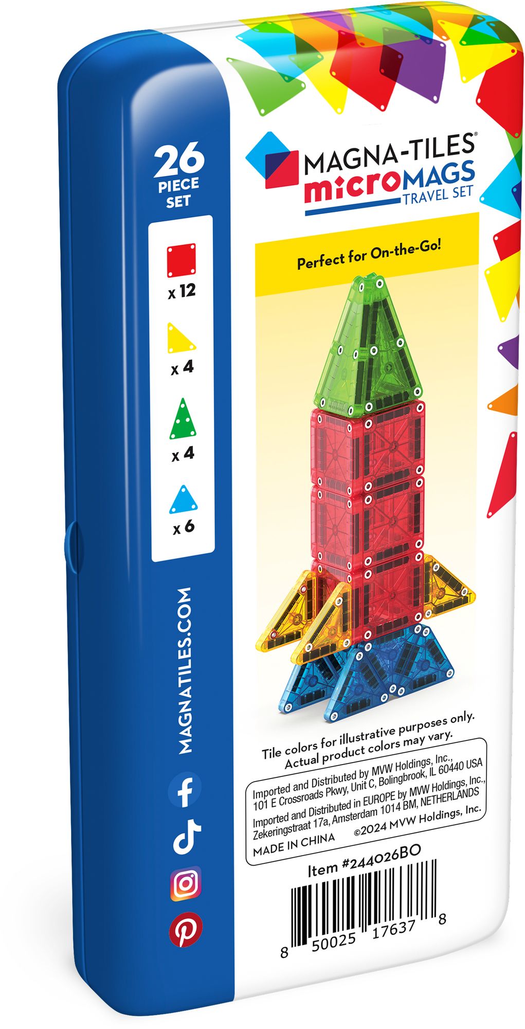 MAGNA-TILES microMAGS Travel Set, 26-Piece Magnetic Construction